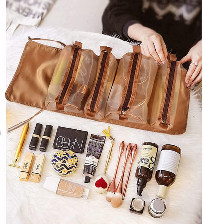 4-in-1 Detachable Hanging Toiletry Bag Foldable Travel Makeup Bag